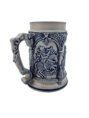 Thewalt Beer Stain Limited Edition Germany Blue Gray Salt Glazed Raised Relief